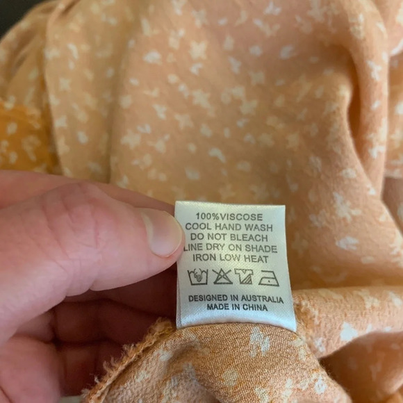 Kivari Fleur Ditsy Midi Dress Orange Rust Floral Print Tie Waist Size XS - Picture 13 of 16